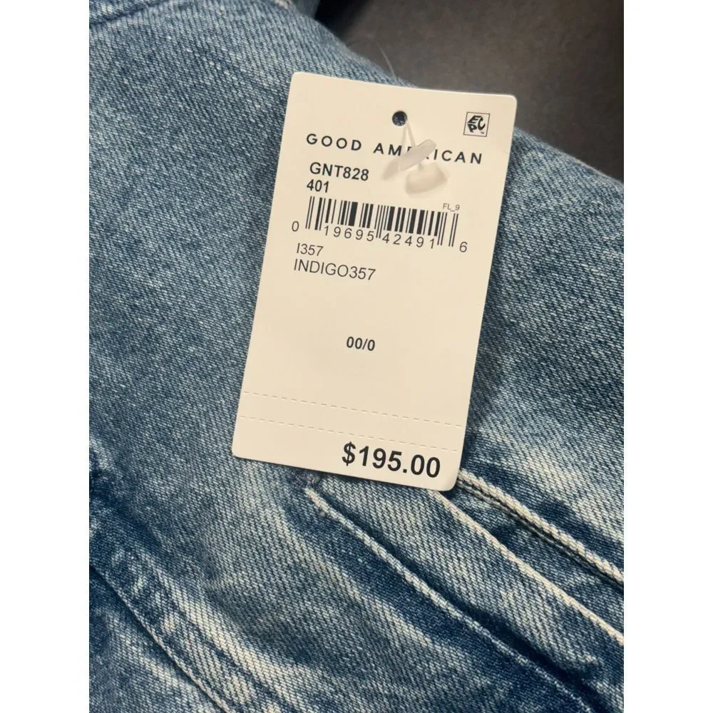 Good American NWT‎ Denim Sherpa Jacket GNT828 Size 0 MSRP $195